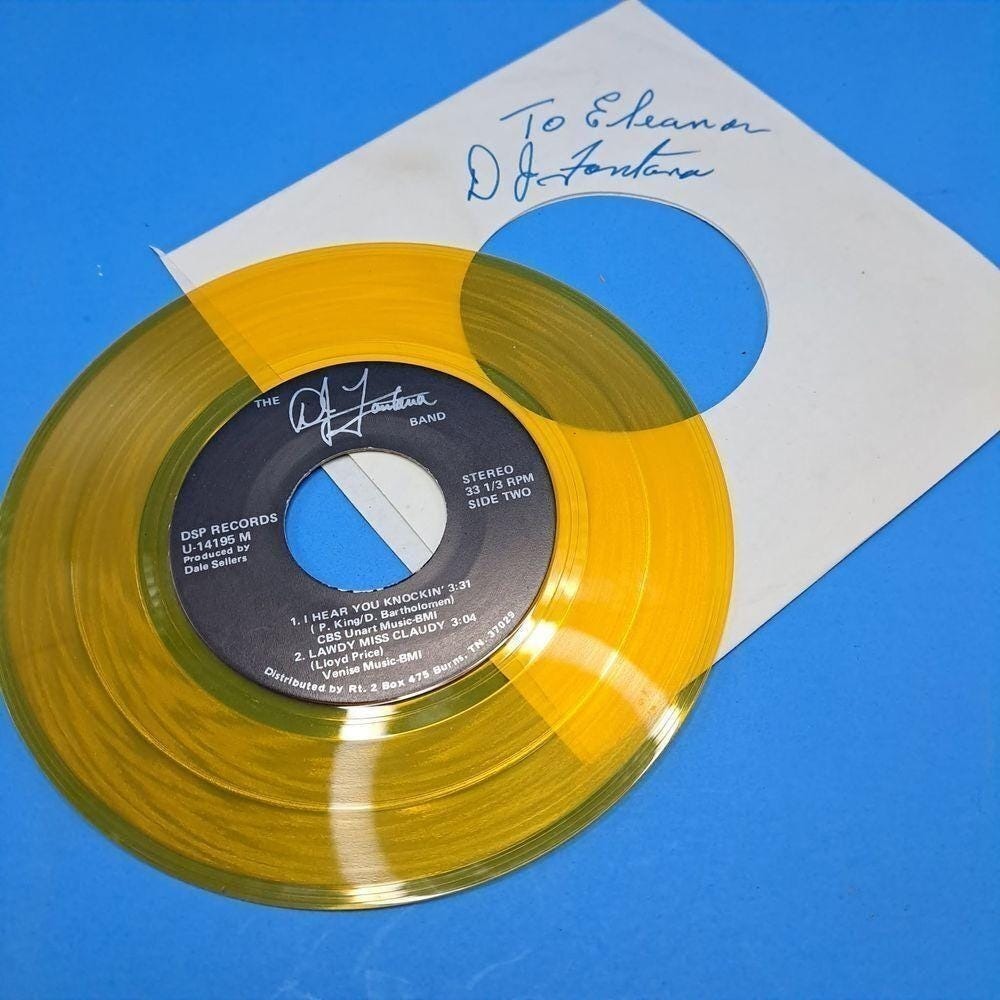 DJ Fontana Autographed Yellow Vinyl Record Elvis Drummer Signed DSP 33 1/3 RPM